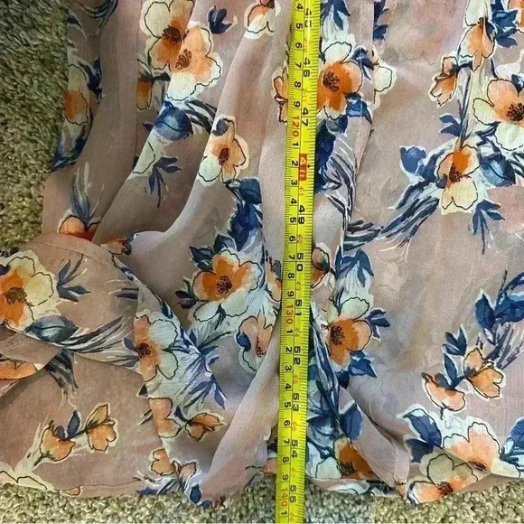 Flying Tomato 🍅 purple floral maxi dress cinched waist V-neck Small flutter - Picture 9 of 10